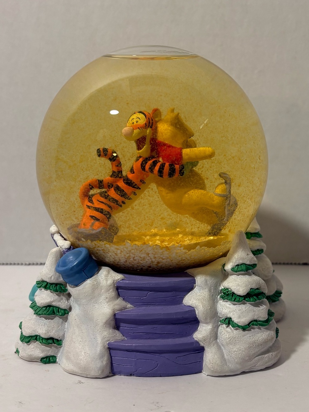 Vintage Disney Winnie the Pooh & Tigger Ice Skating Snow Globe